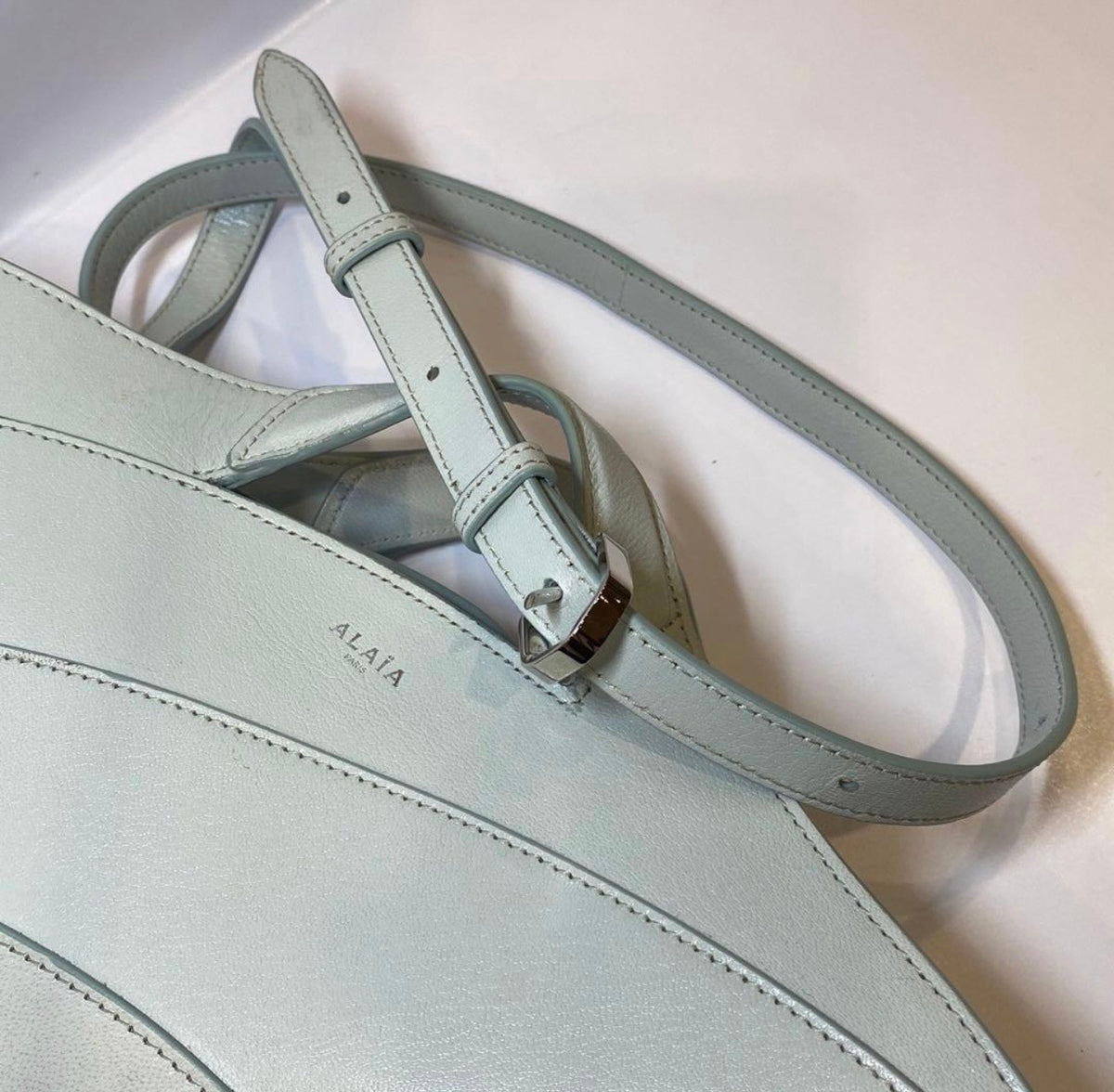 Brand New ALAÏA Mint Blue Leather Khaima Small Shoulder Bag