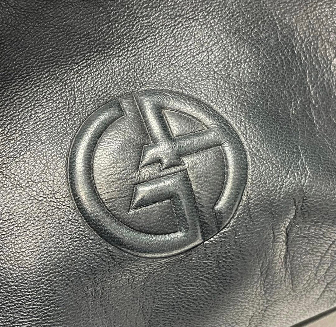 Vintage Giorgio Armani Black Nappa Leather Top Handle Bag - GA Logo