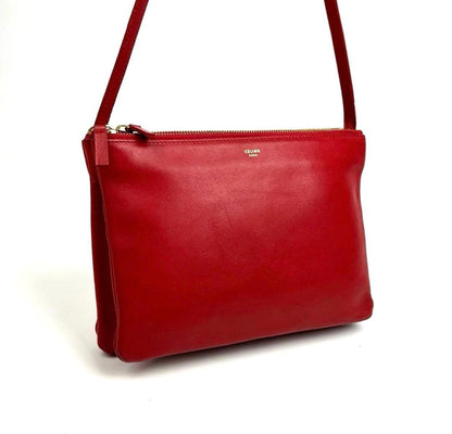 Celine Trio Large Leather Crossbody Bag in Red