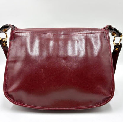 : Vintage Must de Cartier Burgundy Leather Saddle Flap Bag