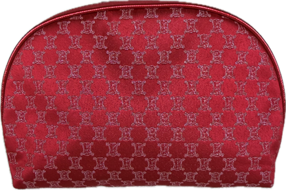 Celine Vintage Red Macadam Blason Canvas Cosmetic Pouch Clutch Bag