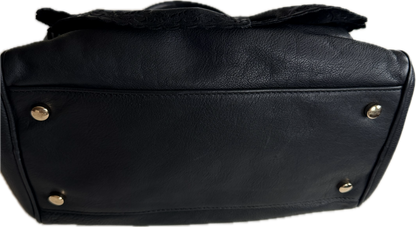 Pre-loved RED Valentino Black Leather Bow Shoulder Bag