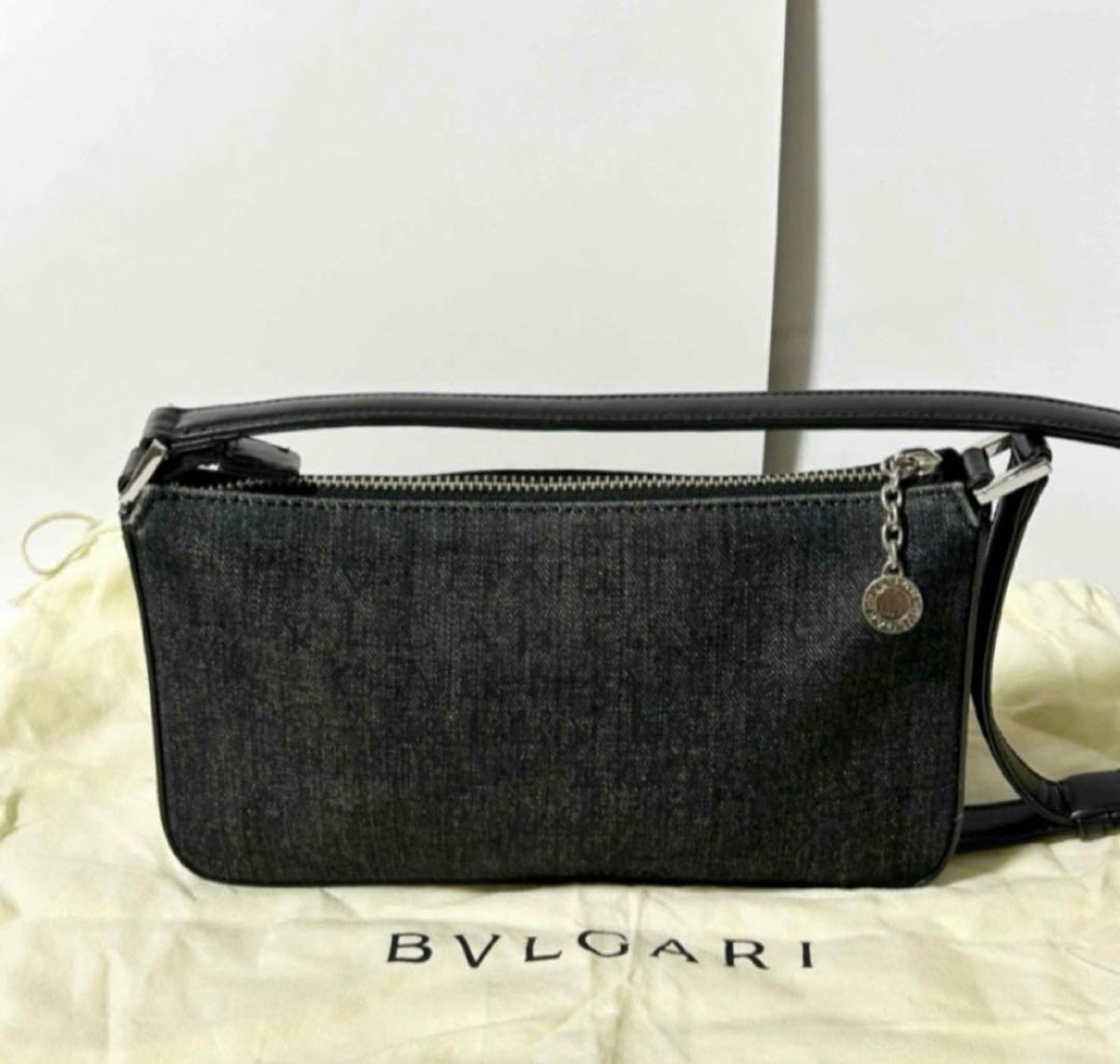 Bvlgari Logo Mania Mini Denim Shoulder Bag - Black Vintage Pochette