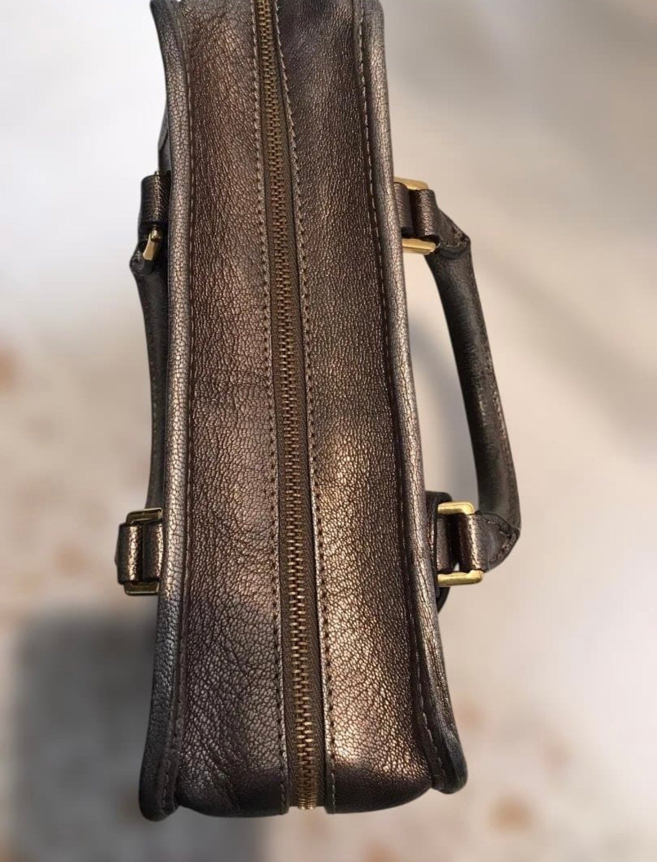 Loewe Amazona 28 Metallic Bronze Leather Handbag