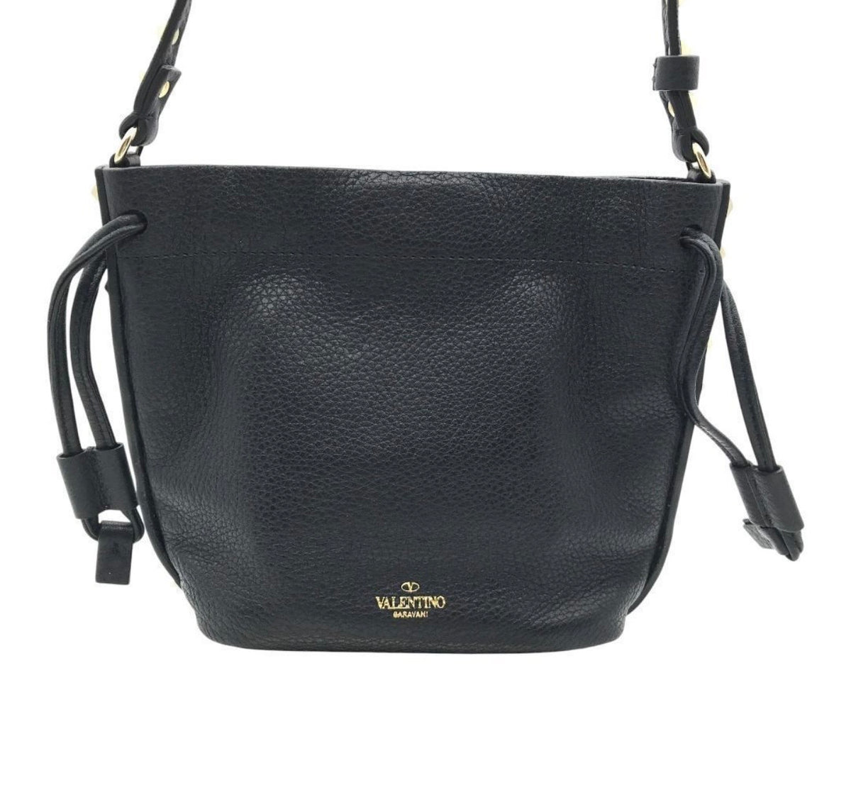 Valentino Garavani Rockstud Alcove Small Bucket Bag - Black Grained Leather