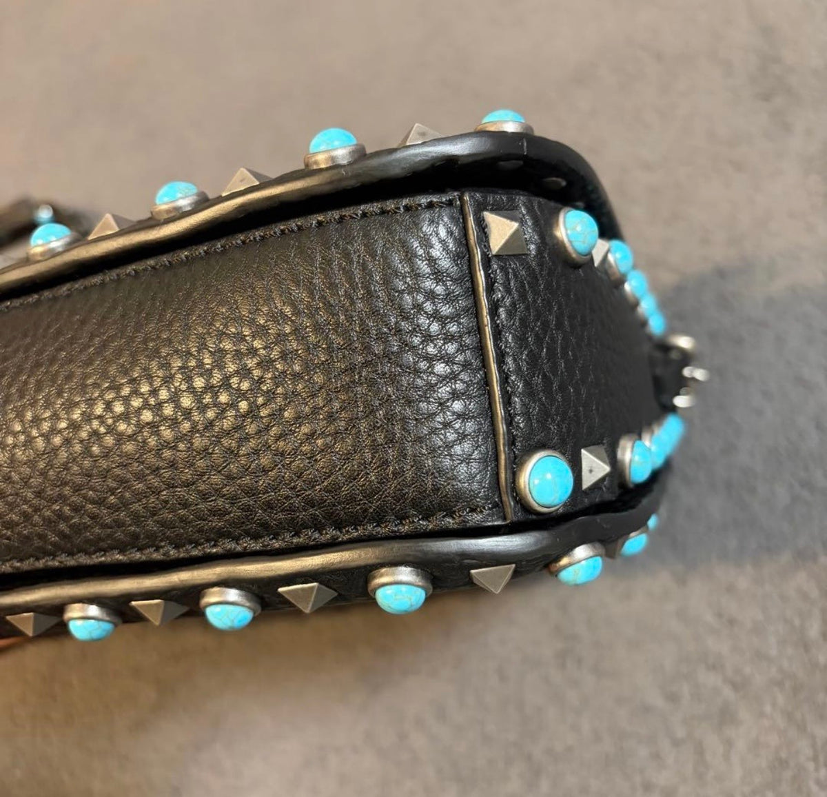 Valentino Garavani Rockstud Rolling Medium Shoulder Crossbody Bag Black Leather
