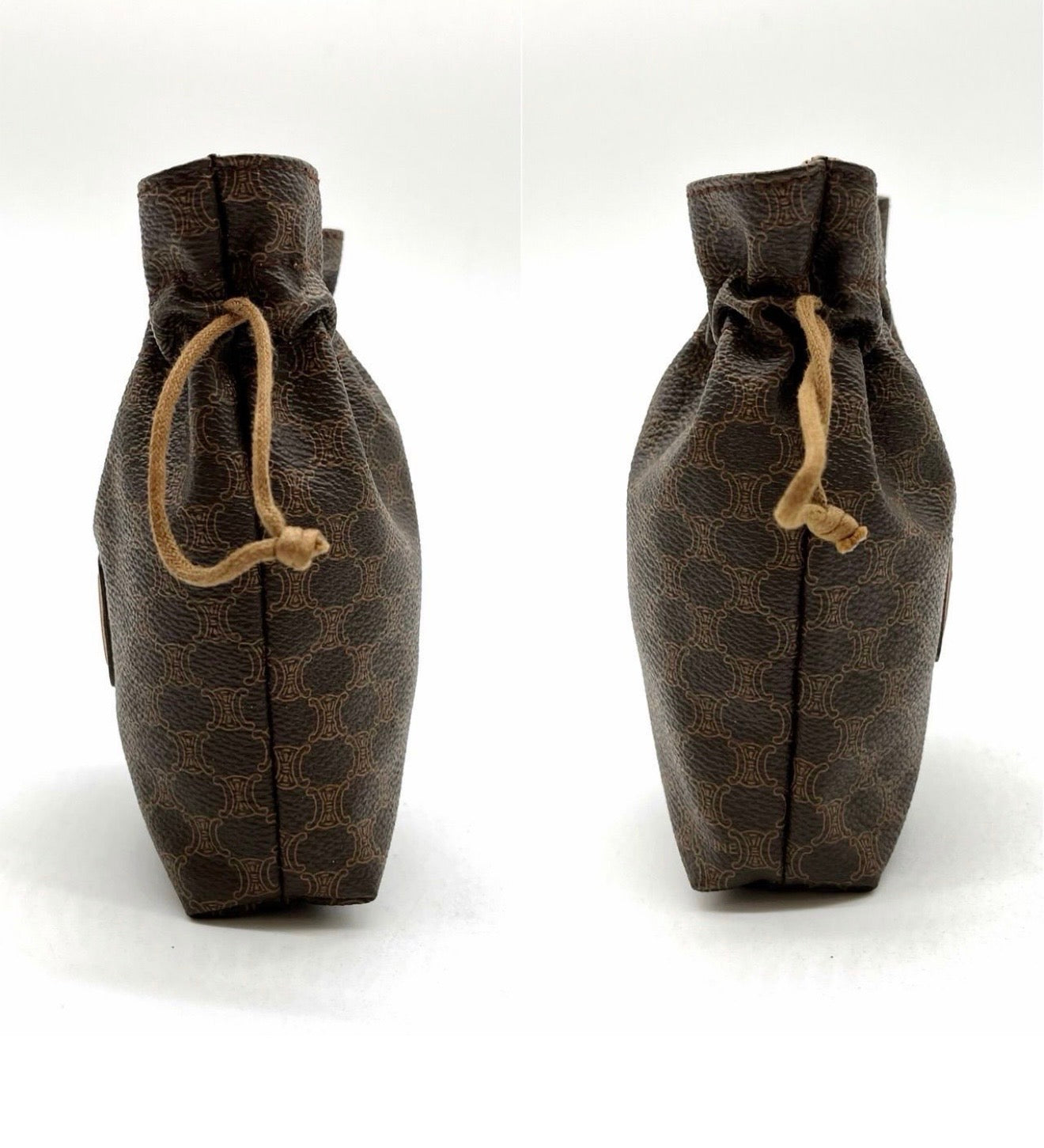 Celine Vintage Macadam Canvas Drawstring Pouch / Bucket Bag