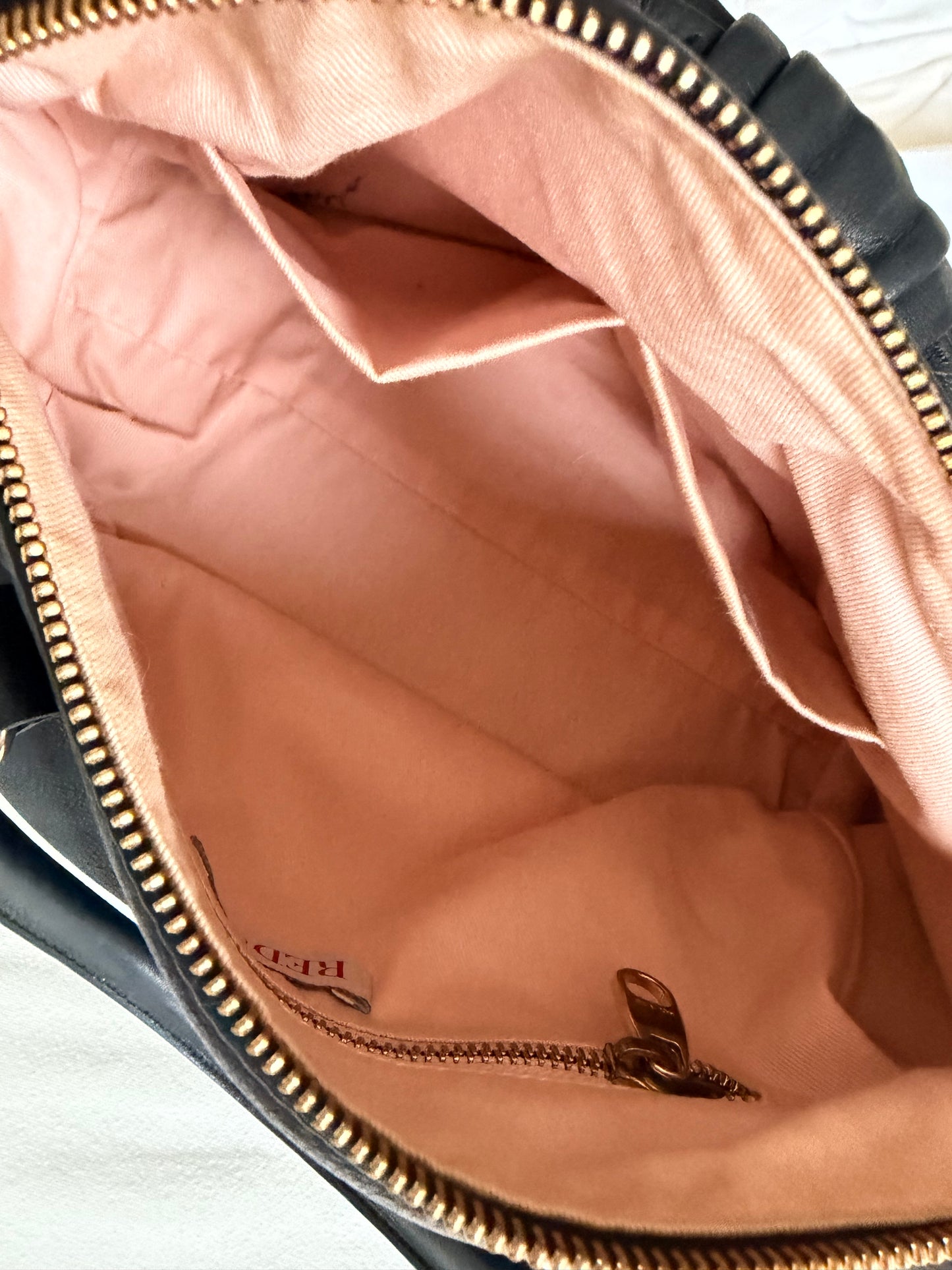 Pre-loved RED Valentino Black Leather Bow Shoulder Bag