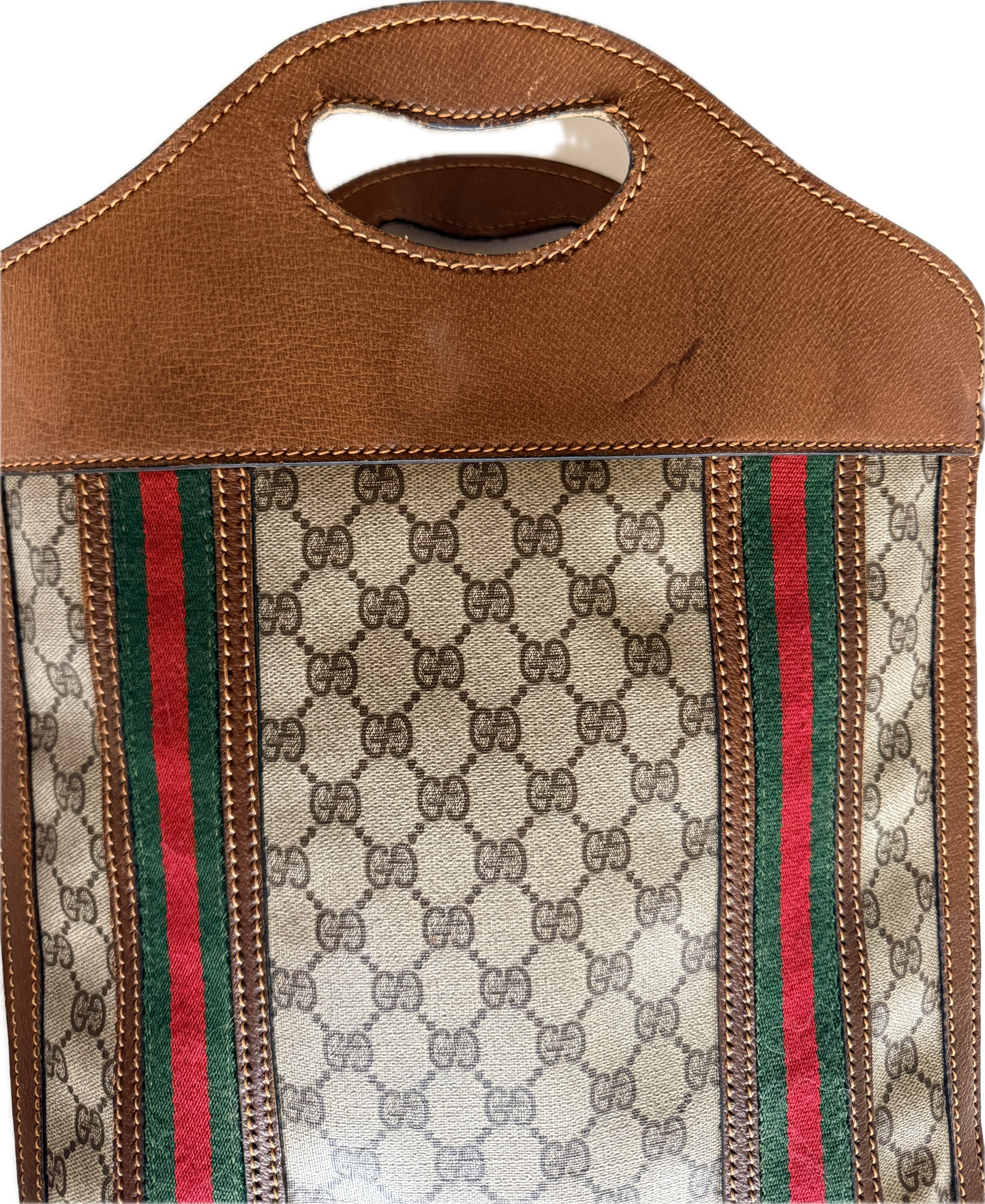 Vintage Gucci GG Supreme Monogram Tote Bag with Web Stripe