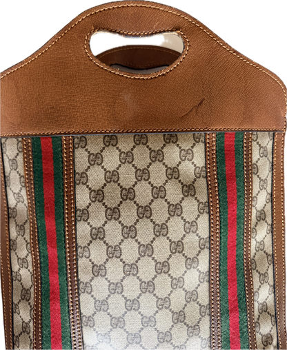 Vintage Gucci GG Supreme Monogram Tote Bag with Web Stripe