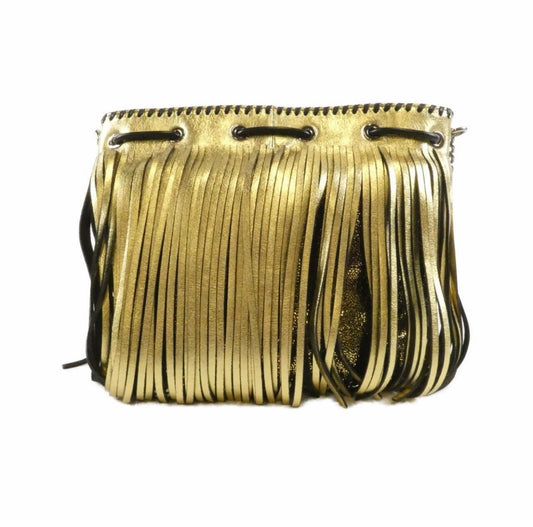 Stella McCartney Gold Metallic Fringe Falabella Shoulder Bag Crossbody 410875