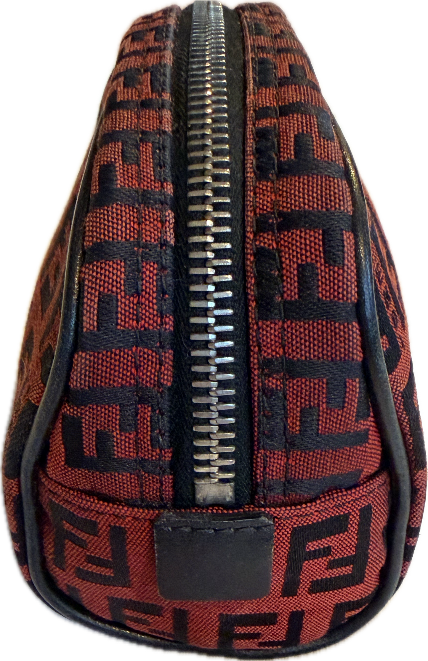 Vintage Fendi Zucca Canvas Mini Cosmetic Pouch - Rare Red & Black