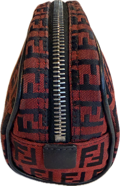 Vintage Fendi Zucca Canvas Mini Cosmetic Pouch - Rare Red & Black