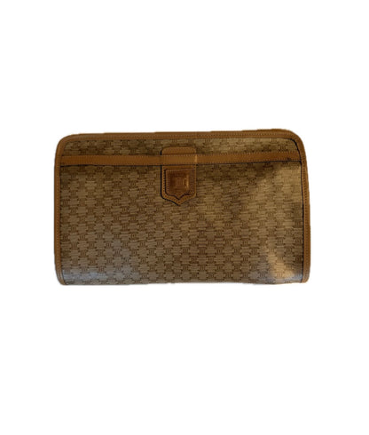 Vintage Celine Macadam Monogram Medium Clutch Bag - Brown