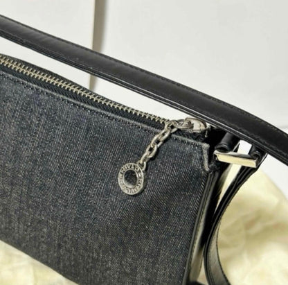 Bvlgari Logo Mania Mini Denim Shoulder Bag - Black Vintage Pochette