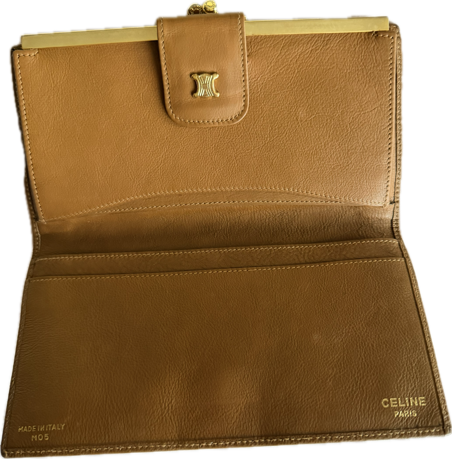 Authentic Vintage CELINE Macadam Triomphe Kisslock Long Wallet