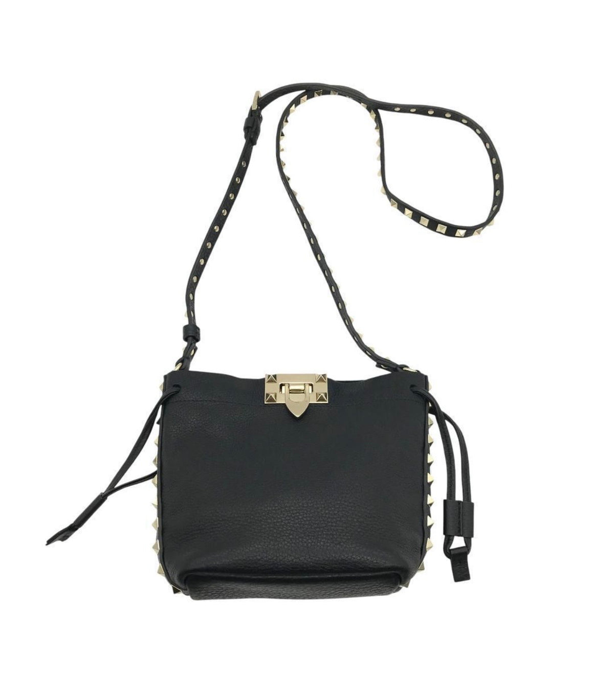 Valentino Garavani Rockstud Alcove Small Bucket Bag - Black Grained Leather