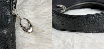 Authentic BVLGARI Black Leather Moon Hobo Bag Slouchy Crescent Shoulder Bag