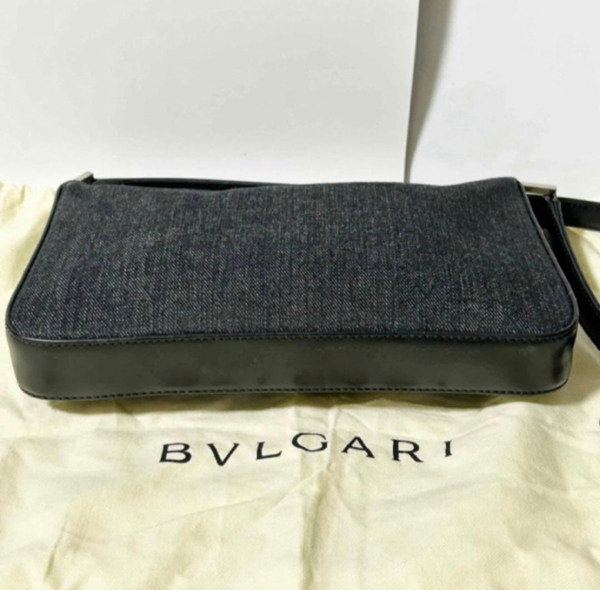 Bvlgari Logo Mania Mini Denim Shoulder Bag - Black Vintage Pochette