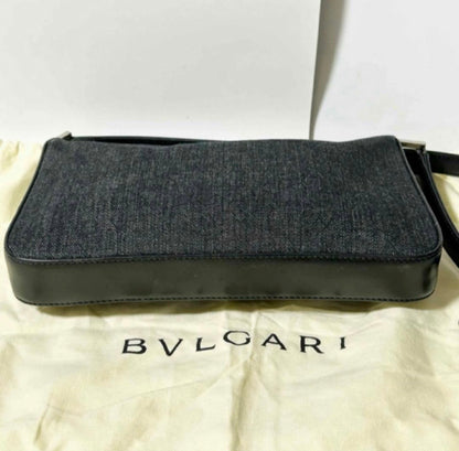 Bvlgari Logo Mania Mini Denim Shoulder Bag - Black Vintage Pochette