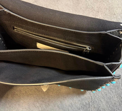 Valentino Garavani Rockstud Rolling Medium Shoulder Crossbody Bag Black Leather