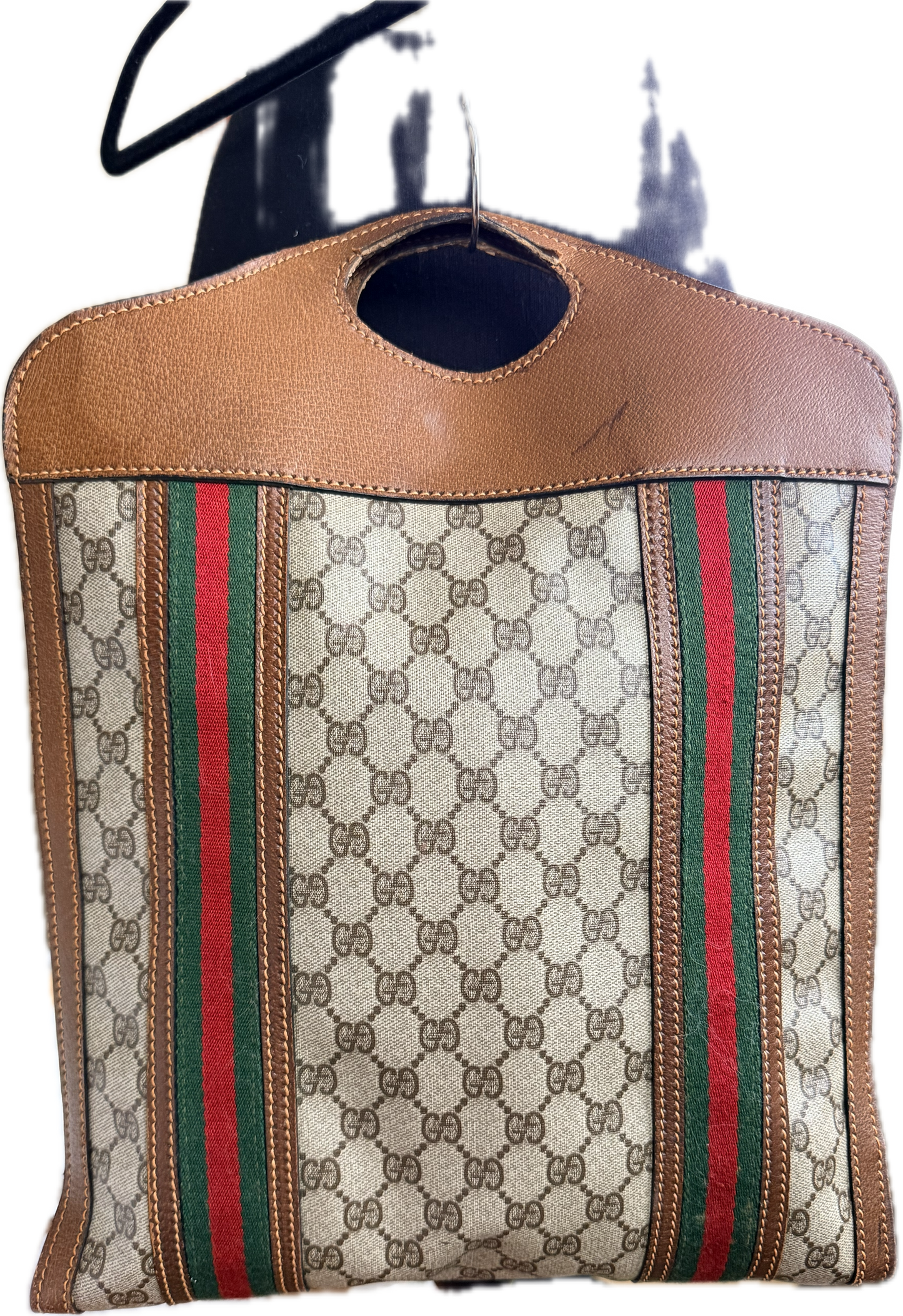 Vintage Gucci GG Supreme Monogram Tote Bag with Web Stripe