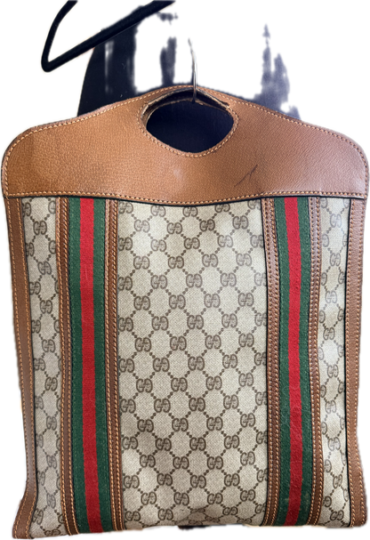 Vintage Gucci GG Supreme Monogram Tote Bag with Web Stripe