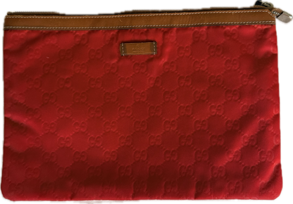 Authentic Vintage GUCCI GG Nylon Monogram Zip Clutch Pouch