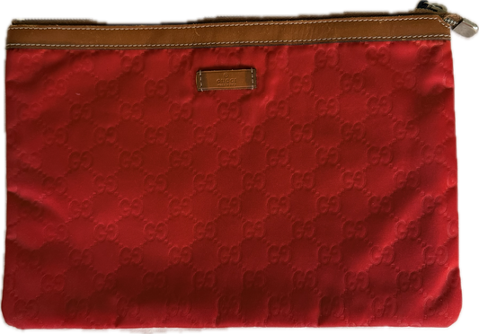 Authentic Vintage GUCCI GG Nylon Monogram Zip Clutch Pouch