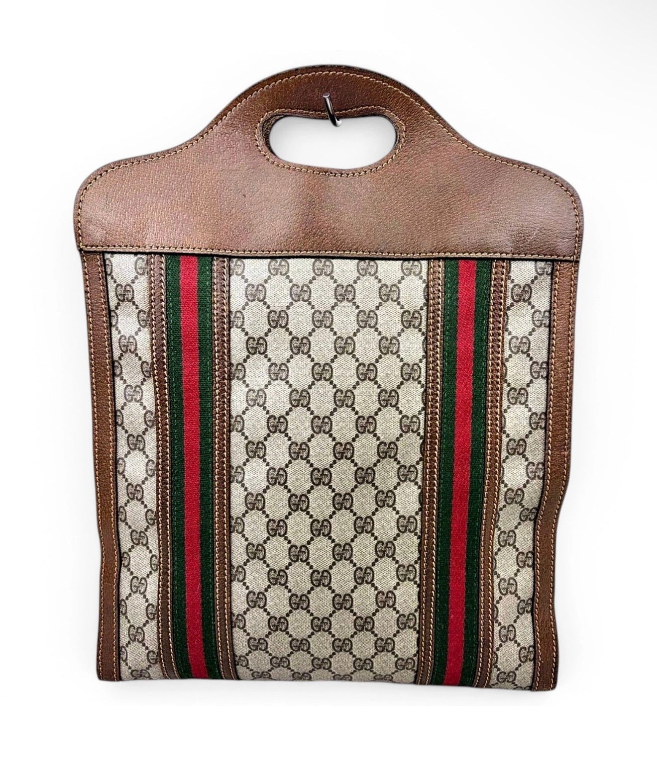 Vintage Gucci GG Supreme Monogram Tote Bag with Web Stripe
