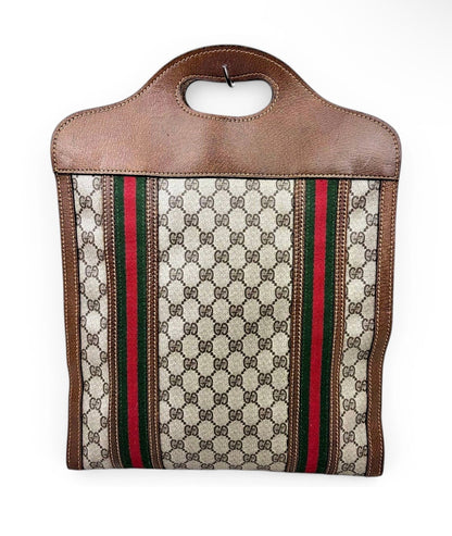 Vintage Gucci GG Supreme Monogram Tote Bag with Web Stripe