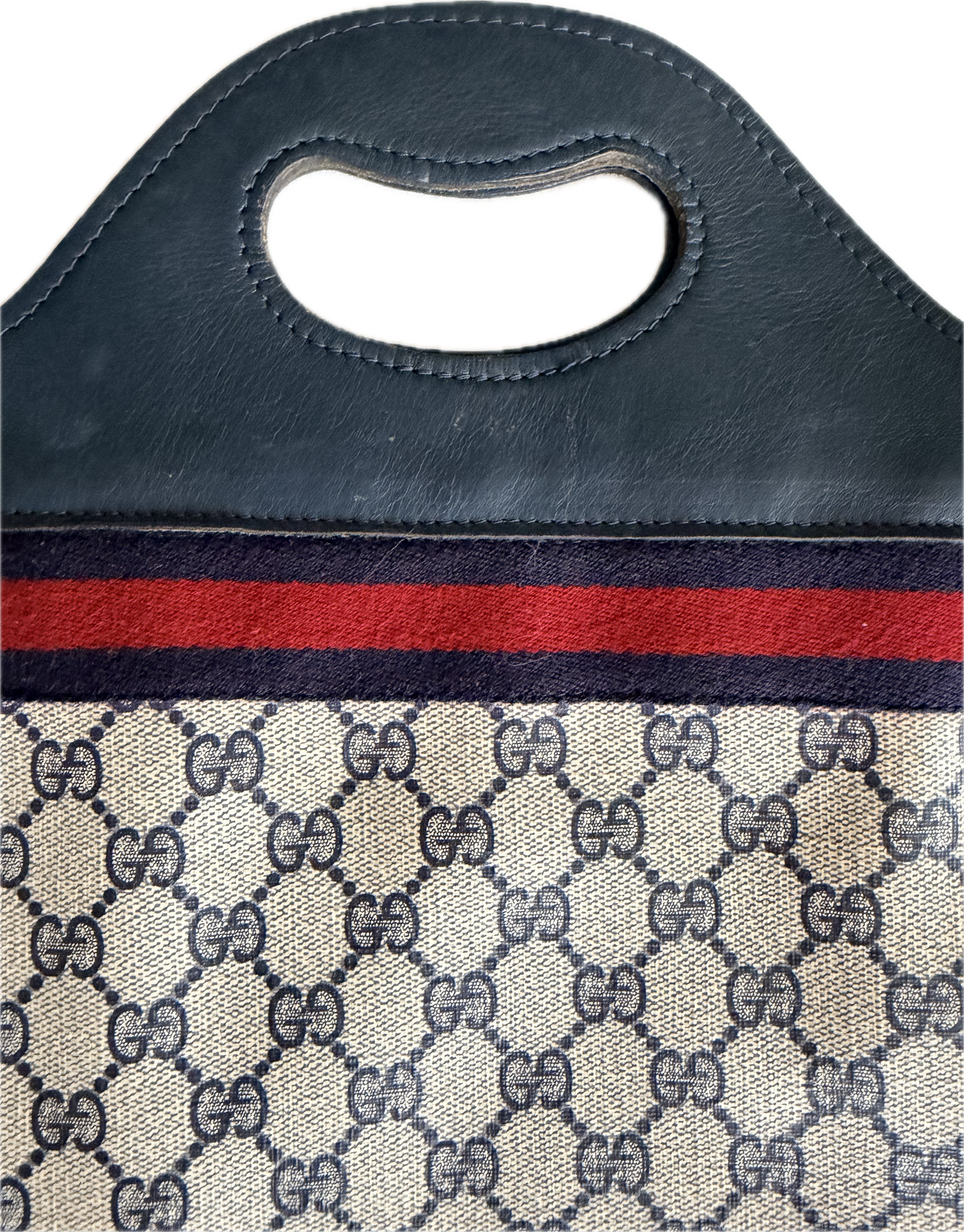 Vintage Gucci GG Supreme Sherry Line Tote Bag - Navy Monogram