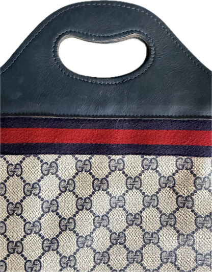 Vintage Gucci GG Supreme Sherry Line Tote Bag - Navy Monogram