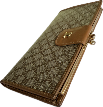 Authentic Vintage CELINE Macadam Triomphe Kisslock Long Wallet