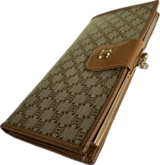 Authentic Vintage CELINE Macadam Triomphe Kisslock Long Wallet