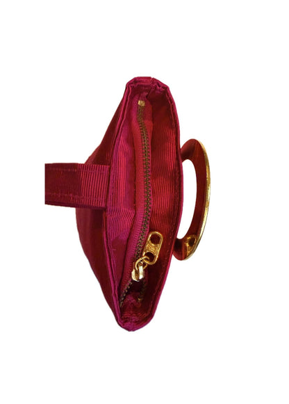 Vintage Celine Circle Logo Nylon Mini Wristlet Pouch - Magenta Pink