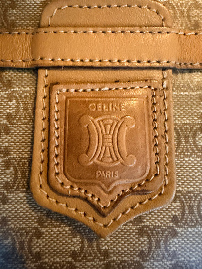 Vintage Celine Macadam Monogram Medium Clutch Bag - Brown