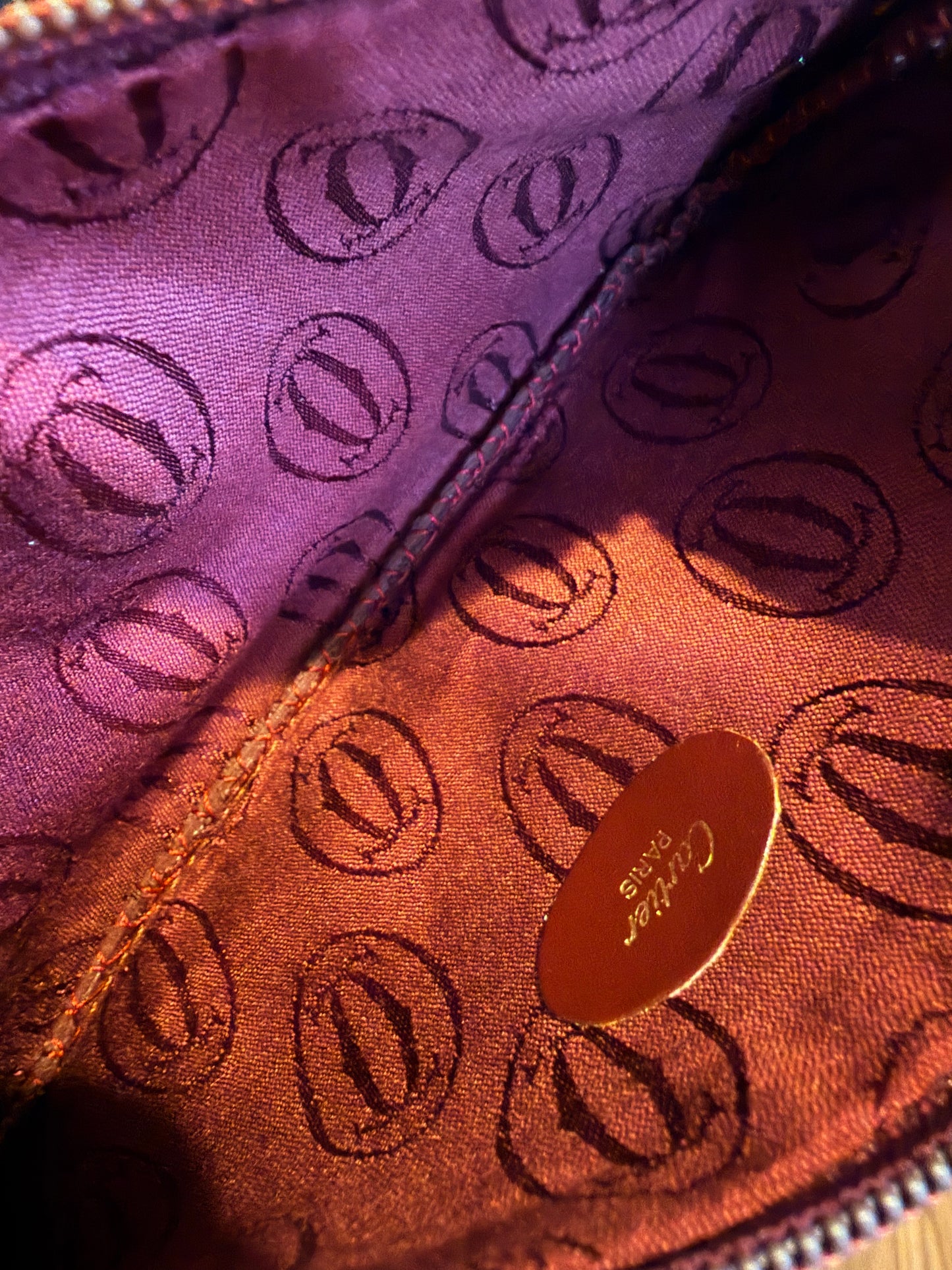 Vintage Must de Cartier Burgundy Leather Chain Wallet Pouch