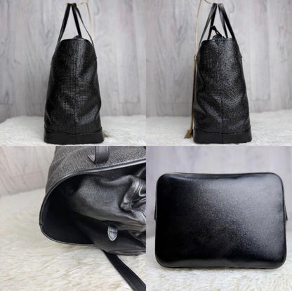 Saint Laurent Teddy Perforated Nappa Leather Shopping Tote Bag Black with Pouches