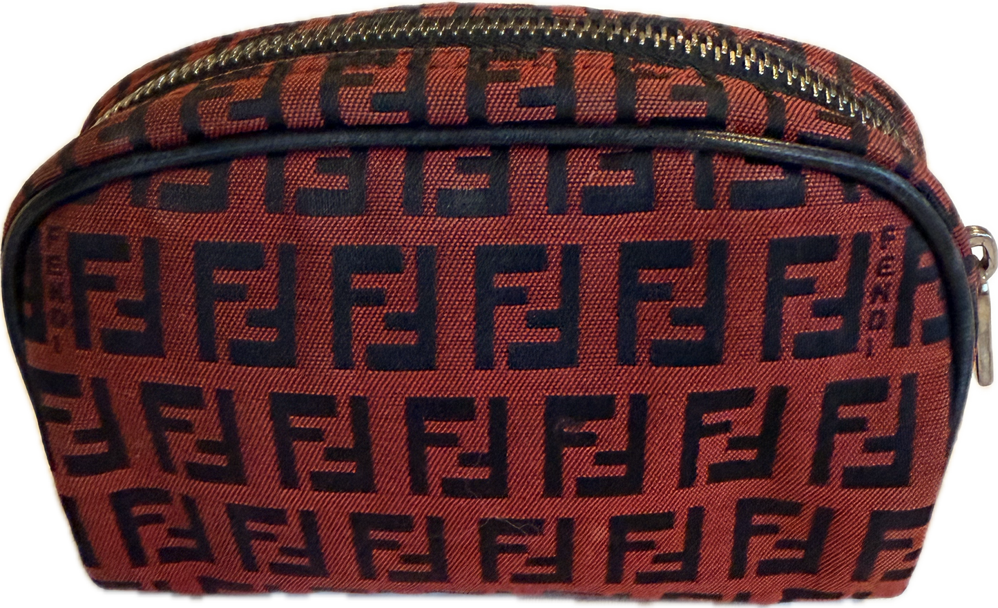 Vintage Fendi Zucca Canvas Mini Cosmetic Pouch - Rare Red & Black