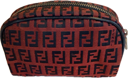 Vintage Fendi Zucca Canvas Mini Cosmetic Pouch - Rare Red & Black