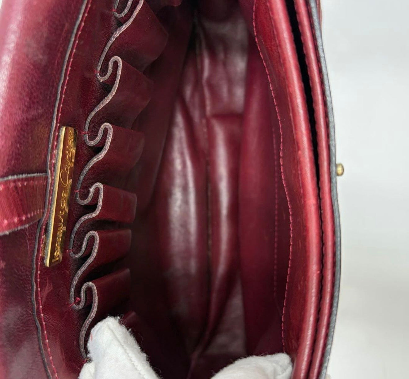 : Vintage Must de Cartier Burgundy Leather Saddle Flap Bag