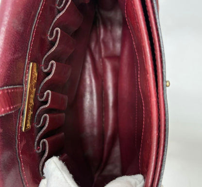 : Vintage Must de Cartier Burgundy Leather Saddle Flap Bag