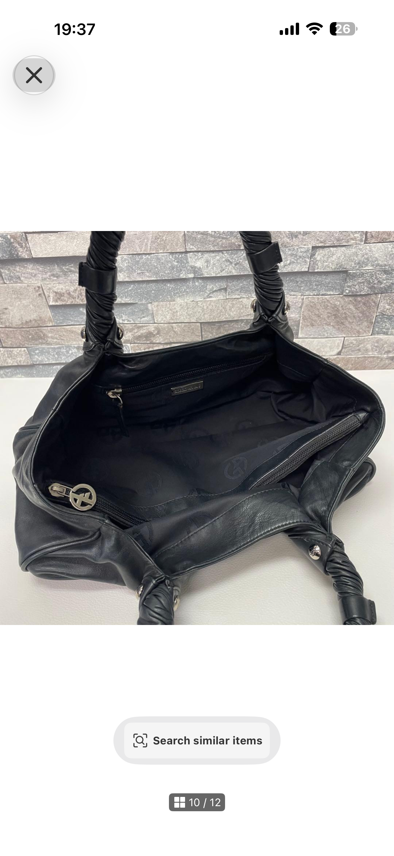 Vintage Giorgio Armani Black Nappa Leather Top Handle Bag - GA Logo