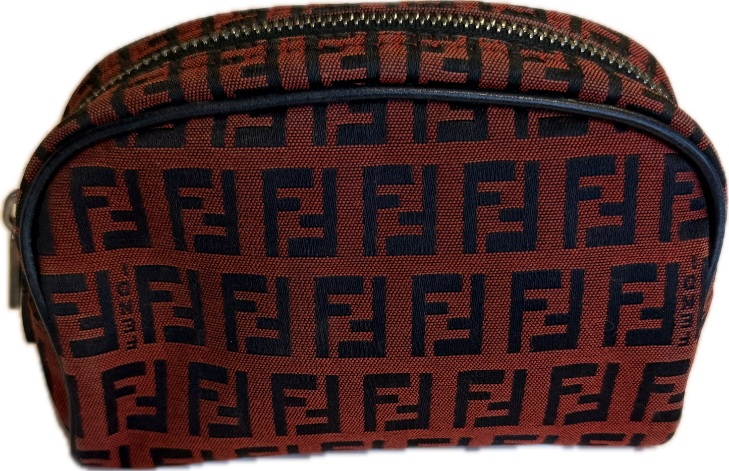 Vintage Fendi Zucca Canvas Mini Cosmetic Pouch - Rare Red & Black