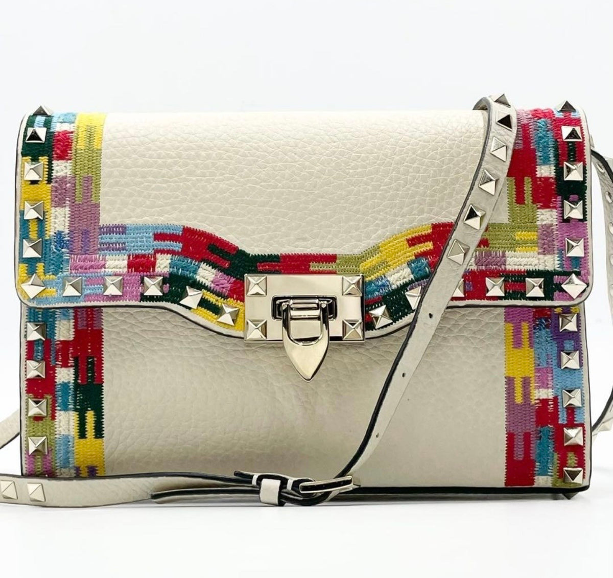 Valentino Garavani Rockstud Medium „Ethnic/Native Camo” Frame Flap Bag