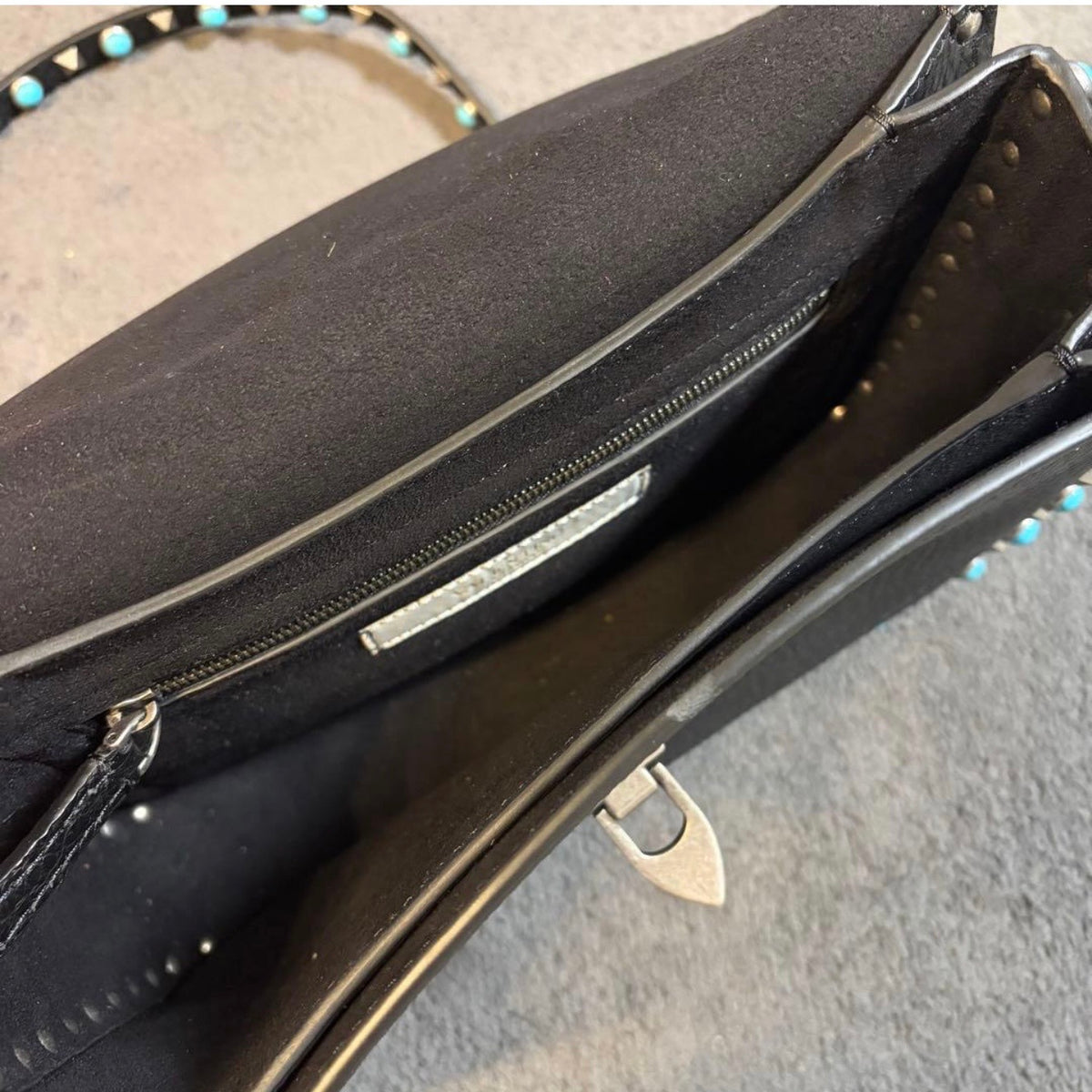 Valentino Garavani Rockstud Rolling Medium Shoulder Crossbody Bag Black Leather
