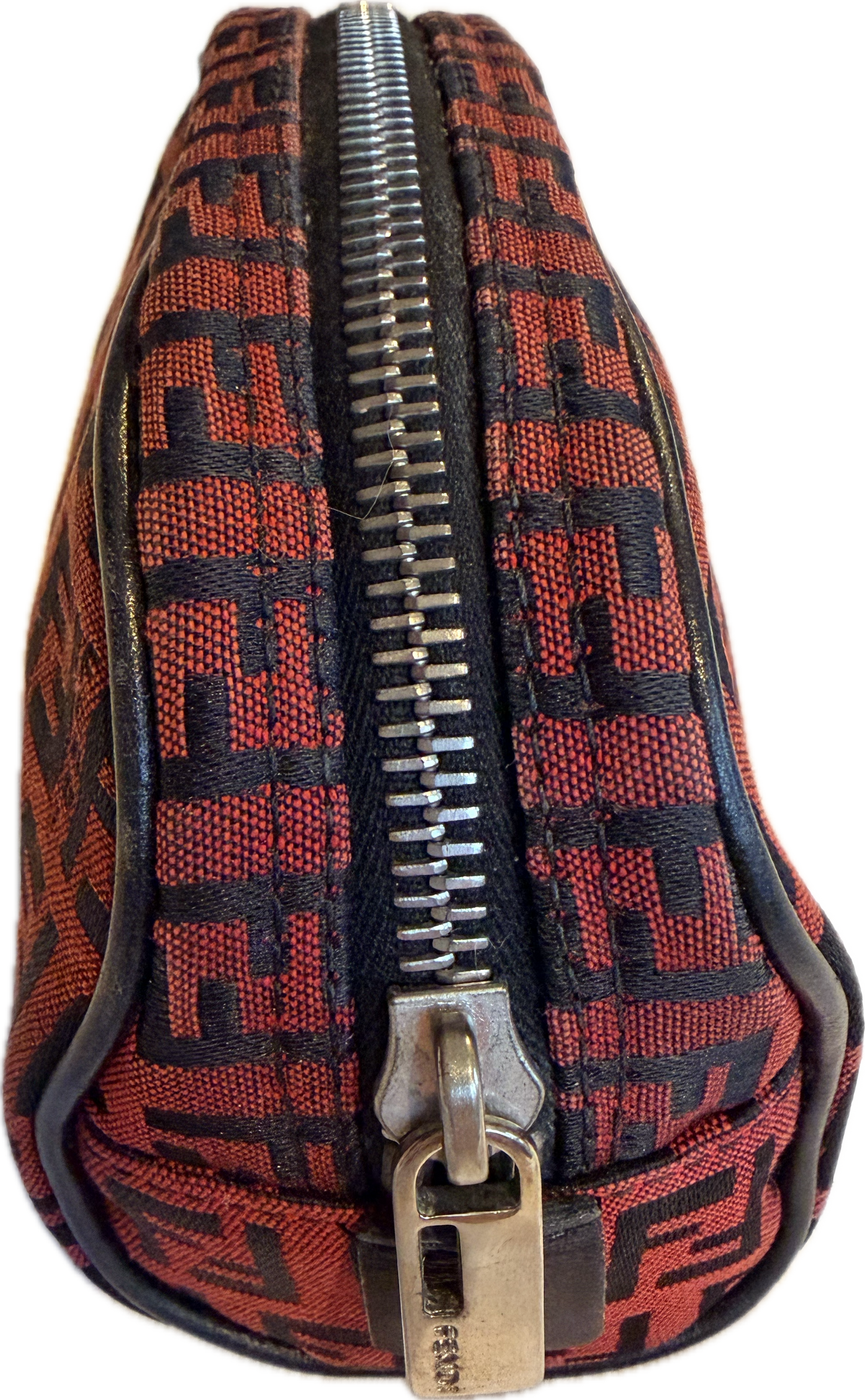 Vintage Fendi Zucca Canvas Mini Cosmetic Pouch - Rare Red & Black