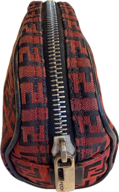 Vintage Fendi Zucca Canvas Mini Cosmetic Pouch - Rare Red & Black