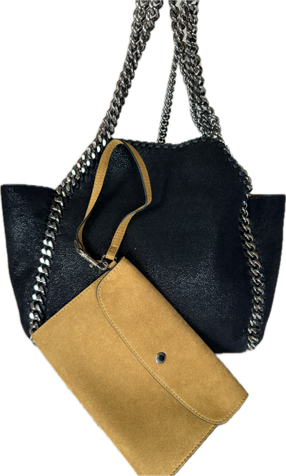 Stella McCartney Falabella Reversible Tote Bag Black & Mustard with Pouch